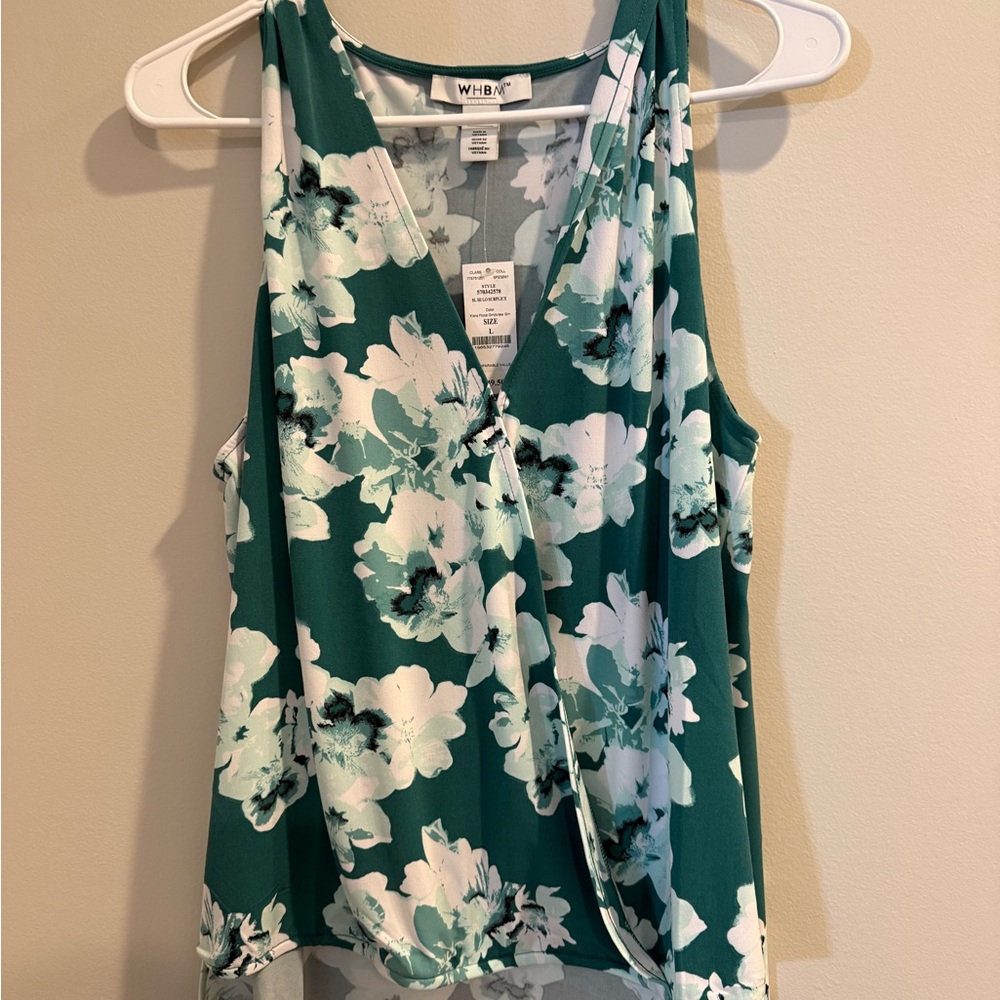 White House Black Market Teal Floral Blouse